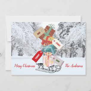 Cartes Pour Fêtes Annuelles Winter Sleigh Snow Classic Vintage Joyeux Noël