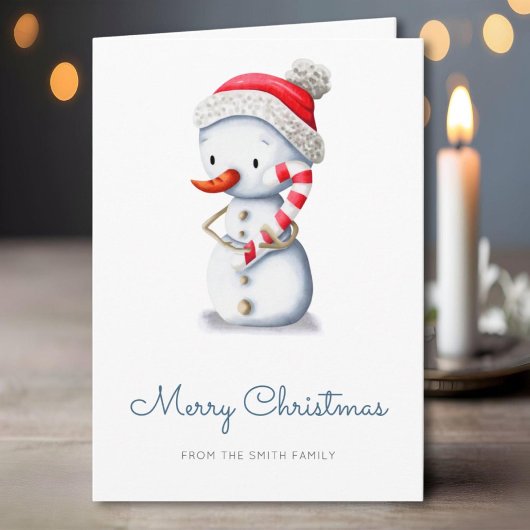 Cartes Pour Fêtes Annuelles Winter Snowman Candy Cane Merry Christmas