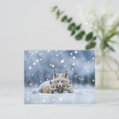 Cartes Pour Fêtes Annuelles Winter Solstice Yule Foxes in Snow (Debout devant)