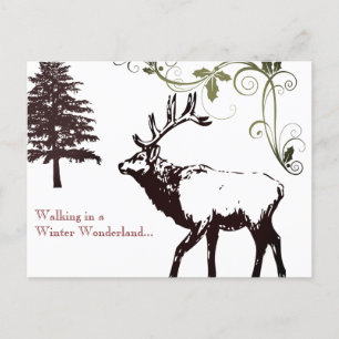 Cartes Pour Fêtes Annuelles Winter Wonder Land Elk Woodland Noël