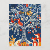 Cartes Pour Fêtes Annuelles Winter Wonderland, Animal card, Holiday folk art (Devant)