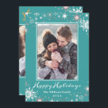 Cartes Pour Fêtes Annuelles Winter Wonderland Bleu Vert Joyeux Vacances Photo<br><div class="desc">Winter Wonderland Bleu Vert Joyeux Vacances Photo Carte de vacances</div>