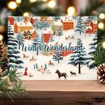 Cartes Pour Fêtes Annuelles Winter Wonderland Classic Holiday Scène<br><div class="desc">Entrez dans un merveilleux pays d'hiver magique avec cette carte de charme avec une scène de village de vacances classique, avec des patineurs, des traîneaux et des activités festives. Le message "Winter Wonderland" ajoute une touche intemporelle, ce qui rend cette carte parfaite pour partager des salutations de vacances chaleureuses avec...</div>