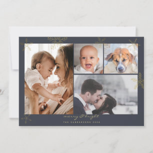 Cartes Pour Fêtes Annuelles Winter Wonderland Gold Charcoal Family 4 Photos