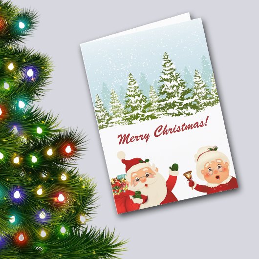 Cartes Pour Fêtes Annuelles Winter Wonderland Père Noël et Mme Santa Claus