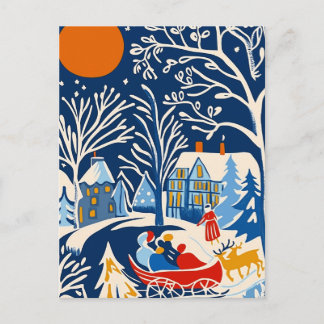 Cartes Pour Fêtes Annuelles Winter Wonderland, Père Noël Sleigh, Holiday folk 