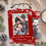 Cartes Pour Fêtes Annuelles Winter Wonderland Red Gold Joyeux Noël 2 Photo<br><div class="desc">Winter Wonderland Red Gold Joyeux Noël 2 Photo Carte de vacances</div>