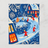 Cartes Pour Fêtes Annuelles Winter Wonderland, Snow Globe, Holiday folk art (Devant)
