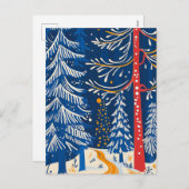 Cartes Pour Fêtes Annuelles Winter Wonderland, Snowy Forest, Holiday folk art (Devant / Derrière)