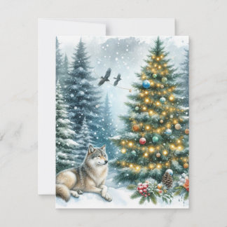 Cartes Pour Fêtes Annuelles Winter Wonderland Wolf Christmas 