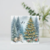 Cartes Pour Fêtes Annuelles Winter Wonderland Wolf Christmas  (Debout devant)
