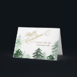 Cartes Pour Fêtes Annuelles Winter Woodland<br><div class="desc">Watercolor pine tree wood with snow. Ideal card to send from your business/commercial or organization or from your family. . . Personalize by putting your name after from the front of the card... .</div>