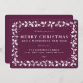 Cartes Pour Fêtes Annuelles Winterberry Holly Feuille Frontière Plat Non Photo (Devant / Derrière)