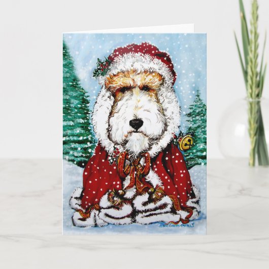 Cartes Pour Fêtes Annuelles Wire Fox Terrier Père Noël (Devant)