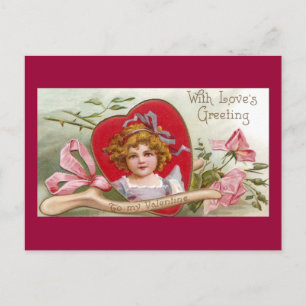Cartes Pour Fêtes Annuelles Wishbone, roses et cru Valentine de fille