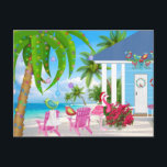Cartes Pour Fêtes Annuelles Wishes Birds and Beach House Christmas<br><div class="desc">Cette carte de voeux de Noël tropicale présente un adorable troupeau d'oiseaux colorés et un flamant rose portant un chapeau de Père Noël. Ils profitent de leur belle maison de plage sur l'océan. Salutation ~ Voeux les plus chauds de notre Paradis des Vacances à Vôtre! Quelques graphiques par artwork&@delightful-doodles.com et...</div>