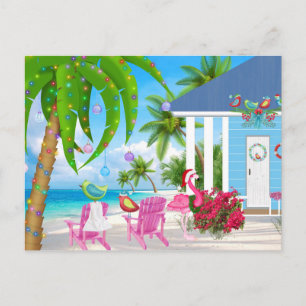 Cartes Pour Fêtes Annuelles Wishes Birds and Beach House Christmas