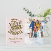 Cartes Pour Fêtes Annuelles Wishing Peace and Joy Gold Parties scintillant Shi (Debout devant)