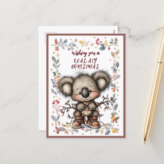 Cartes Pour Fêtes Annuelles Wishing You A Merry KOAL-ATY Christmas (Devant/Arrière en situation)