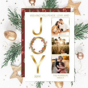 Cartes Pour Fêtes Annuelles Wishing You Peace Love and Jove 3 Photo Noël