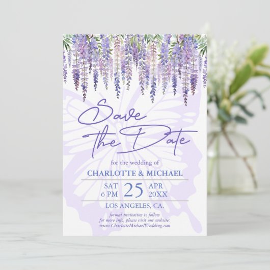 Cartes Pour Fêtes Annuelles Wisteria Summer Garden Wedding Enregistrer la cart (Debout devant)