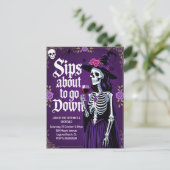 Cartes Pour Fêtes Annuelles Witch Skeleton Halloween (Debout devant)