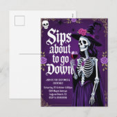 Cartes Pour Fêtes Annuelles Witch Skeleton Halloween (Devant / Derrière)