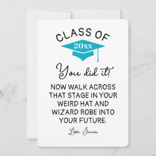 Cartes Pour Fêtes Annuelles Wizard Robe et Casquette Graduation 2025 drôle sur