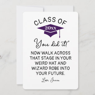 Cartes Pour Fêtes Annuelles Wizard Robe et Casquette Graduation 2025 drôle sur