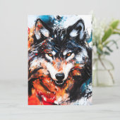 Cartes Pour Fêtes Annuelles Wolf Abstrait Wild Spirit (Debout devant)