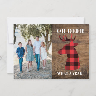 Cartes Pour Fêtes Annuelles Wood Oh Deer Quelle année Buffalo Plaid Photo