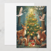 Cartes Pour Fêtes Annuelles Woodland Animals Flat Holiday Card (Devant / Derrière)