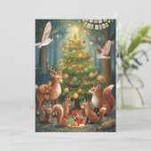 Cartes Pour Fêtes Annuelles Woodland Animals Flat Holiday Card (Debout devant)