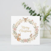 Cartes Pour Fêtes Annuelles Woodland Boho Christmas Greeting Card (Debout devant)