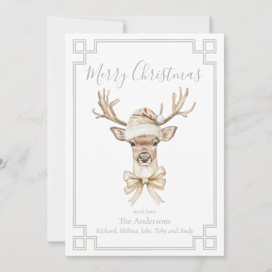 Cartes Pour Fêtes Annuelles Woodland Deer Santa Hat (Devant)
