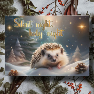 Cartes Pour Fêtes Annuelles Woodland Hedgehog nuit silencieuse Noël chrétien