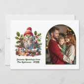 Cartes Pour Fêtes Annuelles Woodland Owl Cozy Forest Christmas Magic Photo (Devant)