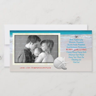 Cartes Pour Fêtes Annuelles World Languages Joyeux Noël Ocean Beach Card