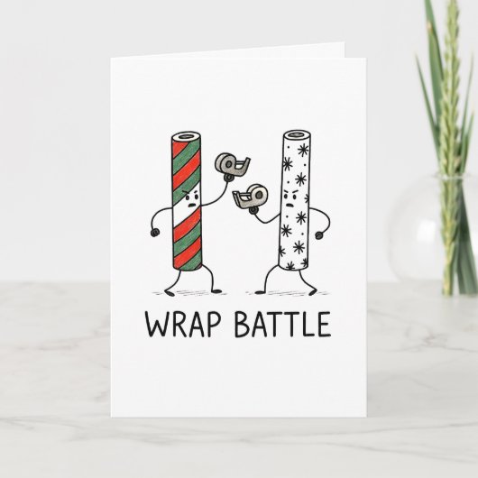 Cartes Pour Fêtes Annuelles Wrap Battle - Funny Christmas Card (Devant)