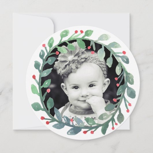 Cartes Pour Fêtes Annuelles Wreath aquarelle | Noël (Devant)
