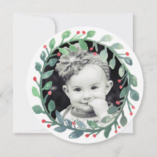 Cartes Pour Fêtes Annuelles Wreath aquarelle   Noël