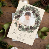 Cartes Pour Fêtes Annuelles Wreath Boho avec Bow Photo Noël