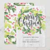 Cartes Pour Fêtes Annuelles Wreath d'aquarelle agricole (Devant / Derrière)