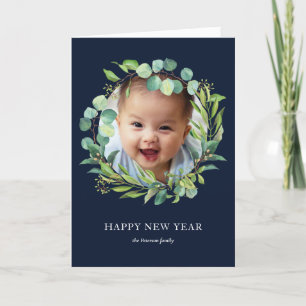 Cartes Pour Fêtes Annuelles Wreath d'Eucalyptus Photo du nouvel an du feuill