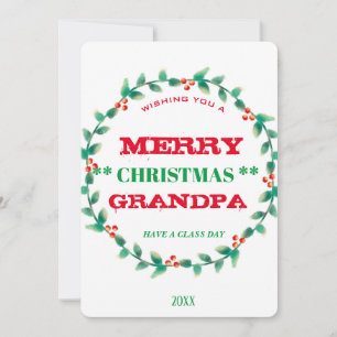 Cartes Pour Fêtes Annuelles Wreath Joyeux Papi de Noël Personnalisé
