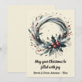 Cartes Pour Fêtes Annuelles Wreath moderne avec Berries de Noël (Devant / Derrière)