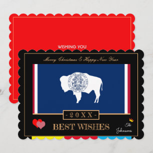 Cartes Pour Fêtes Annuelles Wyoming Flag & Bonne année /Meilleurs voeux USA