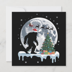 Cartes Pour Fêtes Annuelles Xmas Bigfoot Père Noël Arbre Traîneau Lune Renne N