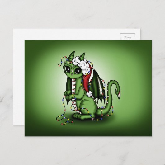 Cartes Pour Fêtes Annuelles Xmas Dragon (Devant / Derrière)