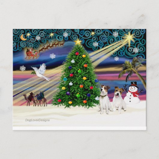 Cartes Pour Fêtes Annuelles Xmas Magic-Jack Russell Pair2 (Devant)